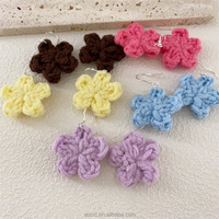 Boucles d'oreilles fleuries au crochet faites à la main, en fil coloré, légères, bijoux pour femmes, cadeau, vente en gros