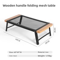 Table de camping pliante rectangulaire d'extérieur, ensemble table et chaises de pique-nique portables en fer avec plateau en maille simple anti-brûlure
