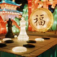 Lanterne de jeu d'échecs en soie personnalisée pour Pâques, Thanksgiving et Noël, étanche, design de jeu stratégique, décoration sur le thème des jeux