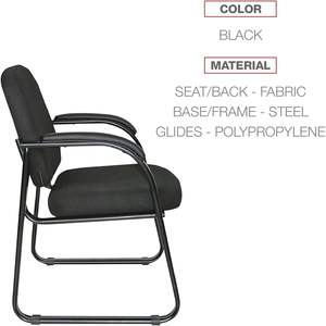 Alera ALERL43C11 25 pouces. X 24,80 pouces X 33,66 pouces Chaise d'invité à dossier semi-haut en tissu série Genaro avec base en métal noir - Product Image 1