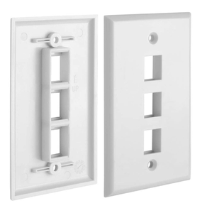 Plaque murale Keystone 3 ports, profil bas, simple, avec trou de taille standard pour insert modulaire - Product Image 1