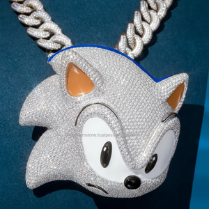 Collier personnalisé de style 3D Cartoon Iced Out Pass Diamond Tester 925 Silver Diamond Pop Star Logo Rapper Custom Moissanite Pendant - Product Image 1