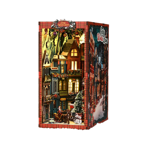 Modèle de coin de rue de Noël en bois à monter soi-même, puzzle 3D, jouet d'assemblage pour adolescents, serre-livres sculpturaux rectangulaires - Product Image 1