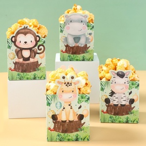 Lot de 12 Boîtes à Popcorn Mignonnes, Contenants en Papier à Imprimé <span class=keywords><strong>Licorne</strong></span> et Animaux de la Jungle pour Faveurs de Fête, Bonbons, Décoration d'Anniversaire - Product Image 1