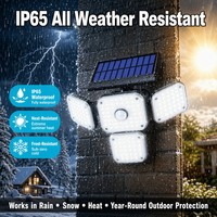 Lampe solaire à détecteur de mouvement, 144 LED, 1200LM, super lumineuse, multi-têtes, lampe murale de sécurité, étanche IP65, lumière extérieure pour chemin