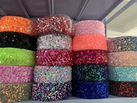 OKAY 25 mètres de luxe 3 pouces rouge paillettes ruban gros-grain 100% polyester vente en gros pour bricolage robe et décoration motif d'arc