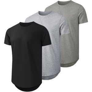 2025 hombres 3-Pack algodón Hipster Hip Hop palangre cuello redondo Camiseta ropa teñida serigrafía 220 gramos logotipos de tela - Product Image 3