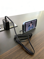 Kabel USB C 2-in-1 140W dengan Penyangga Ponsel, Pengisian Cepat untuk Ponsel & Laptop, Desain Bebas Genggam untuk Pengisian Daya & Menonton Video