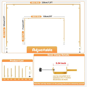 <span class=keywords><strong>Arche</strong></span> de mariage carrée dorée, support de table robuste et réglable pour événements, cérémonies, fêtes, et décoration de photomaton - Product Image 2