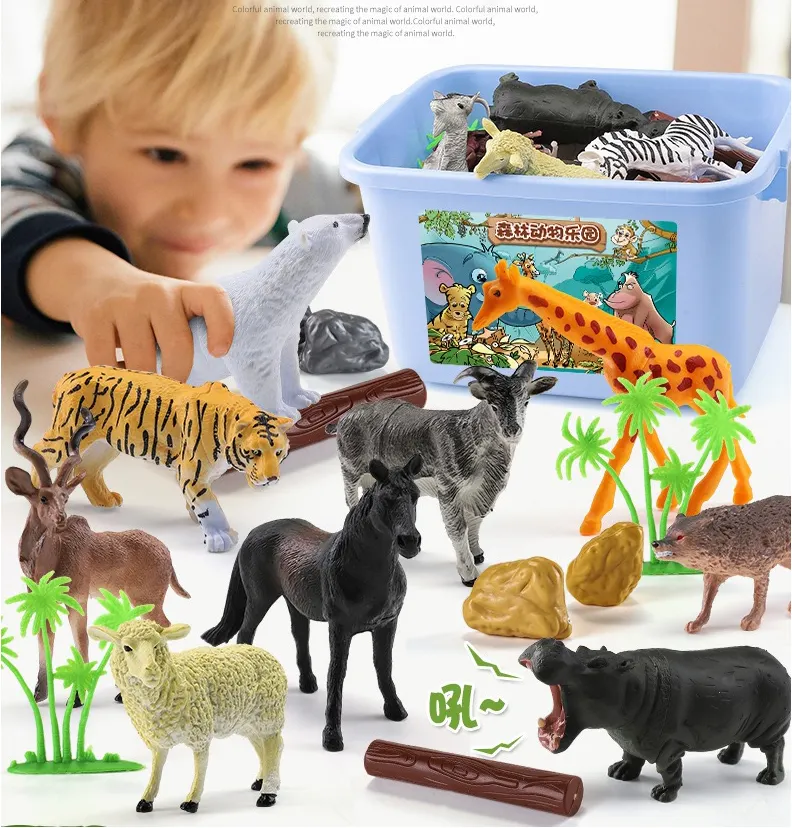 Hot Sell Kinder Safari Dinosaurus Speelgoed Set Simulatie Dier Model Panda Tijger Leeuw Plastic Speelgoed Set