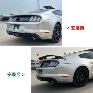 Ford Mustang Rear Spoiler <b>Wing</b> Shaped Piano <b>Black</b> Carbon Fiber Texture ABS Trunk Spoiler 2015-2023 - Product Image 4