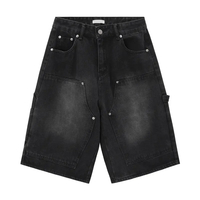 Short en jean délavé dégradé vintage ZY pour homme, avec broderie et impression de logo personnalisés, coupe ample et décontractée, style jorts pour homme