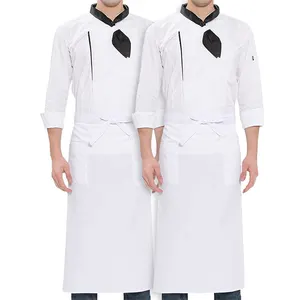 गर्म बिकने वाली शेफ जैकेट सफेद लंबी आस्तीन वाली एप्रन रेस्तरां और होटल अनुकूलित पॉलिएस्टर सूती काम के कपड़े पुरुषों की शेफ जैकेट