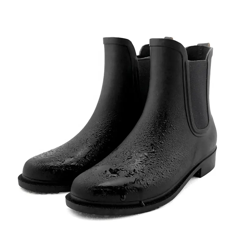 Fashion adult women's rains boots Chelsea solid color short rain boots rubber boots