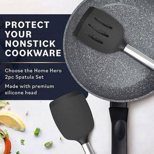 Stainless Steel High-temperature Bpa-free/dishwasher Silicone Spatula 2-piece Set of Kitchen Frying Spatula Leakage Spatula - Product Image 5