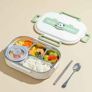 เบนโตะ304สแตนเลสกล่องอาหารกลางวันแบบพกพา5ช่องลายแพนด้าน่ารักกล่องซุปกล่องซุปกันรั่วเข้า<span class=keywords><strong>ไมโครเวฟ</strong></span>ได้1550มล. - Product Image 3