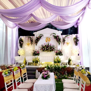 ผ้าม่านตกแต่งงานแต่งงานสีขาวหรูหรา ผ้าม่านคลุมเพดาน 100% โพลีเอสเตอร์ กันแสงสไตล์ยุโรปอเมริกัน หลายสี - Product Image 1