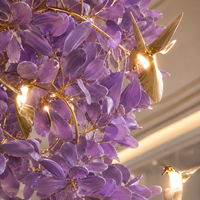 Lustre en verre artisanal personnalisé, grande suspension décorative, lumière LED, violet, protection des yeux, pour salon