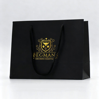 Sac en Papier de Luxe Noir avec Poignée pour Vêtements, Cadeaux et Shopping, Très Grand, Imprimé Logo Personnalisé, Vente en Gros, Idéal pour Emballage et Épicerie