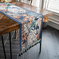 Chemin de table floral en coton de style américain vintage, jacquard teint en fil, pour table à manger, longue bande de table, table basse