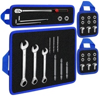 Tapis magnétique flexible pour outils 12,8''x9,5'' avec poignée télescopique antidérapante pour mécaniciens, garage, atelier, réparation automobile (Bleu)
