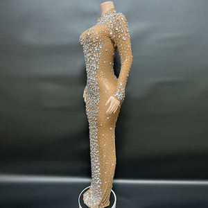 エージェントスウェーデンダイヤモンドエレガント長袖プロムドレスマーメイドフルダイヤモンドパラ - Product Image 3