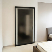 Système de porte coulissante Ghost, profil en aluminium, rail magique, kit d'accessoires pour porte coulissante intérieure, porte en verre miroir avec fermeture douce