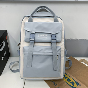 Sac à dos personnalisé avec logo, blocs de couleur, grande capacité, léger, pour étudiants, sac à dos de voyage en toile durable, OEM ODM - Product Image 3