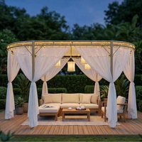 Pavillon ovale en acier thermolaqué de luxe moderne pour extérieur, avec moustiquaire, tente de fête et auvent de patio, direct usine