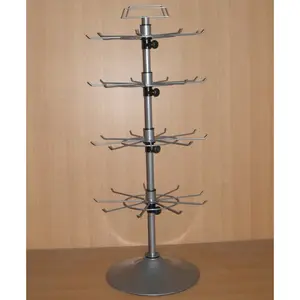 multi adjustable layers iron rod support arm floor standing wire hanger spinner display rack