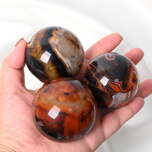 Whosale Natural Healing Crystal <b>Red</b> Black Sardonyx Agate Sphere Balls for Home Decoration - Product Image 4