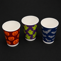 Gobelet en papier à double paroi Black Cat, motif toile d'araignée, kraft, isolé, résistant à la chaleur, jetable, pour chocolat chaud à emporter, 12 oz, pour café