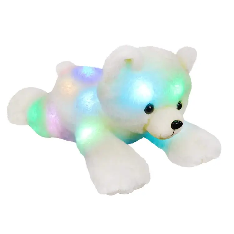 Sıcak satış 50cm yaratıcı oyuncak ayı dolması hayvan led gece lambası ses projektör peluş oyuncak ve yukarı