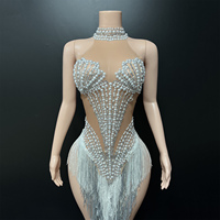 Novance Y5430 Produits les plus vendus Costumes de danse latine chics à franges en maille pour femmes Strass Perles Vêtements de scène pour chanteurs
