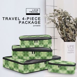 Juego de Organizadores de Maletas de Poliéster con Diseño Ulu Verde Hawaiano, Bolsa de Almacenamiento de Viaje Aloha, Juego de 4 Cubos de Embalaje de Malla Personalizados - Product Image 6
