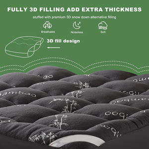 <span class=keywords><strong>Surmatelas</strong></span> matelassé en <span class=keywords><strong>bambou</strong></span> gris foncé, épais et doux, certifié OEKO-TEX, anti-bactérien, avec logo personnalisé, pour lit Queen - Product Image 4