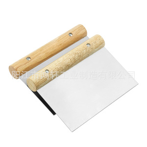 Stainless Steel Pancake Scraper Wooden Handle 15.2x11.2cm Baking Tool For Rice Noodle Flour Cutting - Product Image 3
