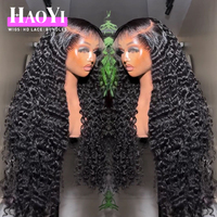 Wig Rambut Keriting India Burma Asli, Wig Rambut Manusia Gelombang Air HD Lace Frontal 13X4, Wig Rambut Manusia Virgin Tanpa Lem dengan Kutikula Tersusun Rapi