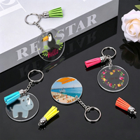 Transparente Acryl-Schlüsselanhänger-Rohlinge mit Quaste, UV-Druck, einfaches DIY-Bastelset, Metallanhänger für personalisierte Taschenaccessoires