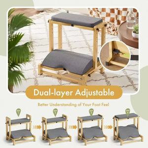 Cross-border wooden footstool, solid wood <b>adjustable</b> <b>table</b> footstool, double-layer wooden footrest. - Product Image 2