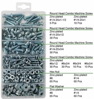 405PCS Phillips-Slotted Round Head Bolt Nut Set #8-32 to 1/4-20 Steel Hardware Kit for Home Maintenance
