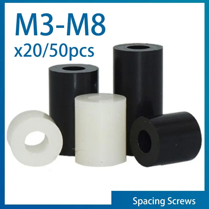 SDPSI 20/ 50 шт. м3 M4 M5 M6 M8 белый/черный ABS круглая полая прокладка для промывки, длина от 2 до 25 мм