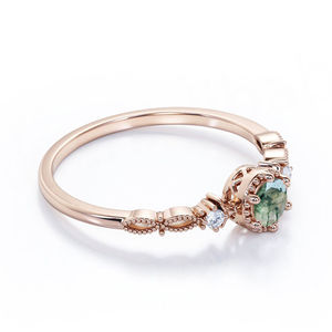 แหวนเงินแท้ 925 ชุบโรเดียม งานแฮนด์เมด สไตล์วินเทจ ประดับมรกตมอสทรงกลม สำหรับงานแต่งงานและงานปาร์ตี้ ขายดี - Product Image 3