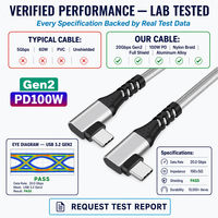 Cable DE DATOS USB C 100W Trenza de nailon Carga rápida Doble tipo C a tipo C Cable USB 3,1 para uso en computadora e impresora