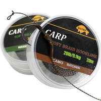 Ligne de pêche à la carpe tressée souple camouflage marron 20m, matériel de pêche à la carpe, ligne de liaison non enduite 15LB 20LB 25LB