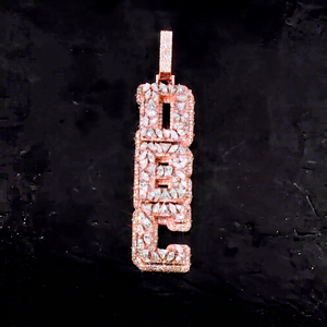Pendentif personnalisé en moissanite, argent sterling 925 plaqué or rose, serti griffe, breloque hip-hop pour bijoux de fête - Product Image 1