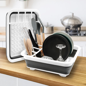 Foldable <b>Dish</b> Drainer With Tray Square Collapsible Kitchen Utensil Organizer <b>Dish</b> <b>Rack</b> - Product Image 3