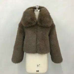 TWO TONE FAUX FUR JACKET WITH COLLAR-53CM