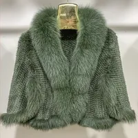 Neuer Echter Nerzfell-Poncho Gestrickt 100% Natürlicher Echter Nerzfell-Schal Fuchsfellkragen Damen Erwachsenen-Cape Herbstschal