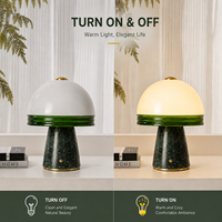 Lampe de table en verre marbré rechargeable LED 6W, commande tactile, 3 couleurs de lumière 3000K 4000K 6000K, port Type C pour chambre à coucher, salon